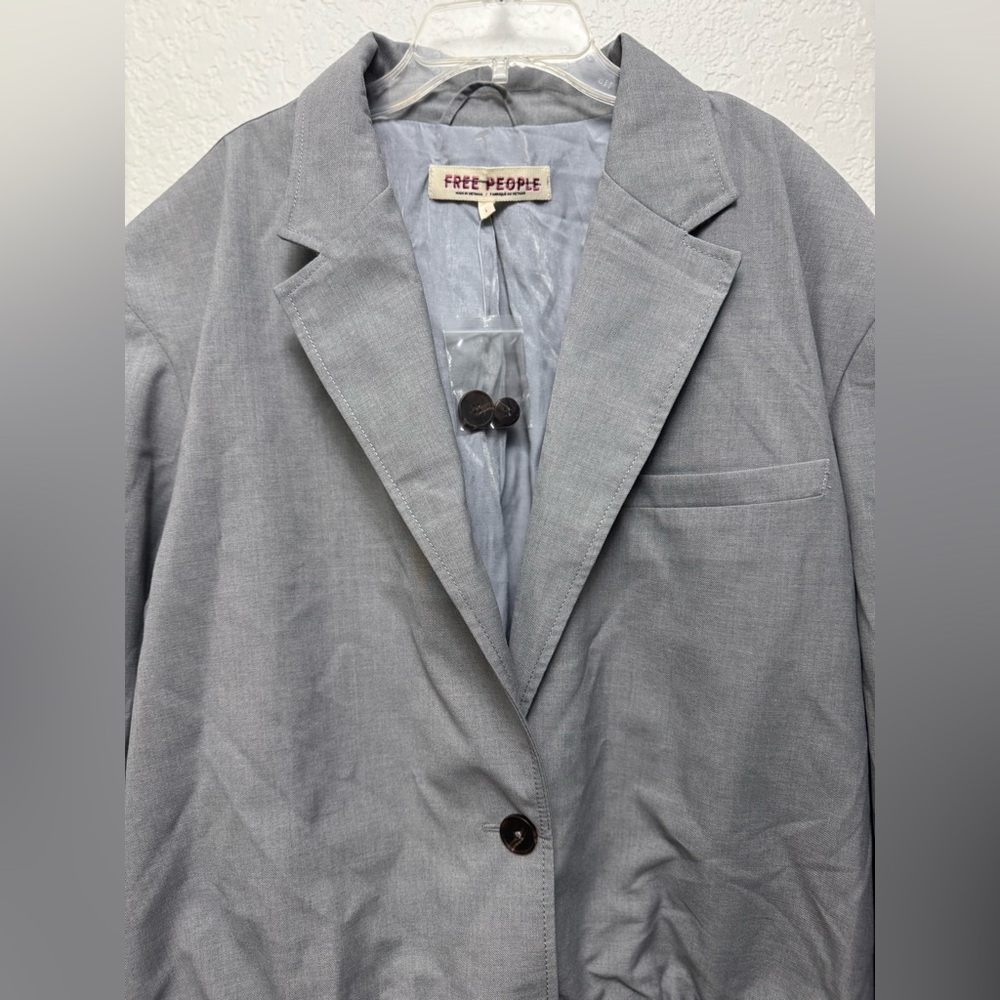 NWOT FREE PEOPLE Agnes Solid Jacket - Heather Grey - Picture 4 of 10